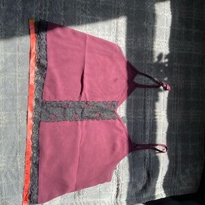 Purple with black lace crop blouse